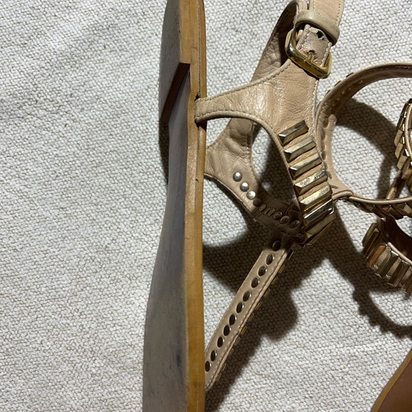 Zara Spring/Summer 2013 Strappy Gold Bar Leather Flat Boho Thong Sandals - Picture 8 of 9